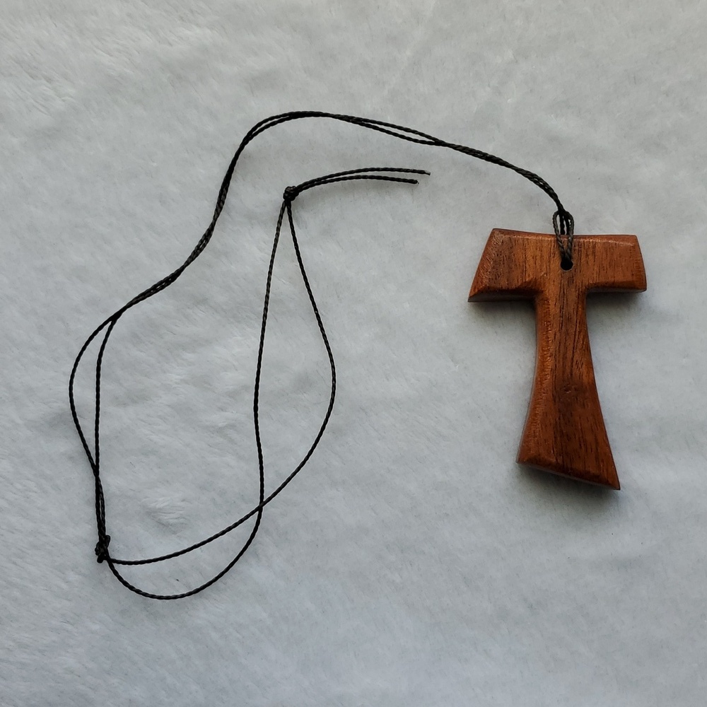 Tau Wooden Cross Pendant